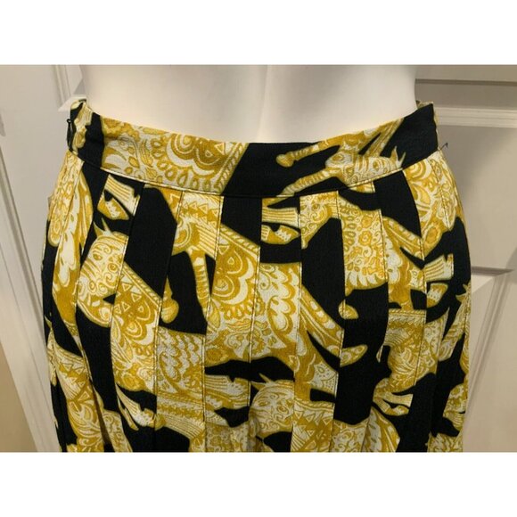 Maeve Yellow, Navy Blue & White Horse Patterned A-Line Skirt, Size 0 (US) - Picture 6 of 7